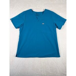 FIGS Technical Collection Scrub Top XL Teal V-Neck Single Pocket PO1772